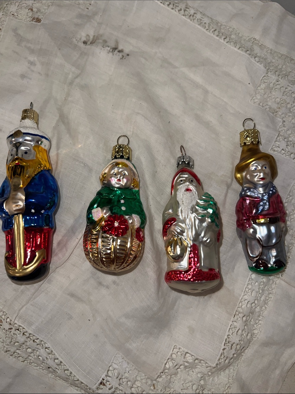 Lot 4 Germany & Czech mercury glass Christmas ornaments